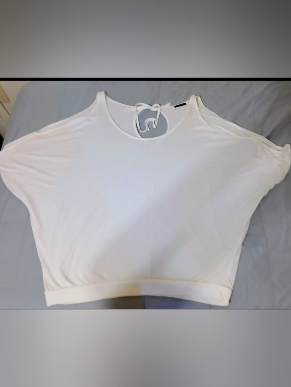 White Tie-Back Sleeveless Batwing Top